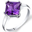 14K White Gold Amethyst Solitaire Ring 2.00 Carat Princess Cut
