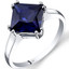 14K White Gold Created Sapphire Solitaire Ring 3.25 Carat Princess Cut