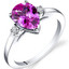 14K White Gold Created Pink Sapphire Diamond Tear Drop Ring 2.50 Carat