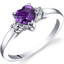 14K White Gold Amethyst Diamond Heart Ring 0.75 Carat