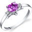 14K White Gold Created Pink Sapphire Diamond Heart Ring 1.00 Carat