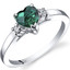 14K White Gold Created Emerald Diamond Heart Ring 0.75 Carat