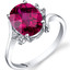 14K White Gold Created Ruby Diamond Bypass Ring 3.50 Carat