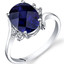 14K White Gold Created Sapphire Diamond Bypass Ring 3.50 Carat