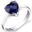 14K White Gold Created Sapphire Heart Solitaire Ring 2.50 Carat