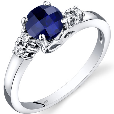 14K White Gold Created Sapphire Diamond Solstice Ring