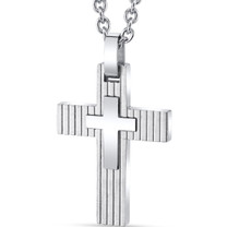Layered Two-Toned Stainless Steel Cross Pendant with 22 inch Necklace SN11138