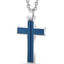 Cool Artic Blue Stripe Stainless Steel Cross Pendant with 22 inch Necklace SN11140