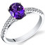 14K White Gold Amethyst Ring Oval Cut 1.00 Carats