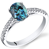 14K White Gold Created Alexandrite Ring Oval Cut 1.50 Carats