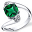 14K White Gold Created Emerald Diamond Bypass Ring Cushion Cut 2.08 Carats Total
