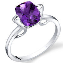 14K White Gold Amethyst Minmalistic Solitaire Ring  1.75 Carats