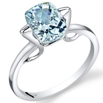 14K White Gold Aquamarine Minmalistic Solitaire Ring  1.75 Carats