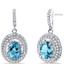 Swiss Blue Topaz Halo Dangle Earrings Sterling Silver 3.00 Carats Total SE8536