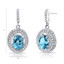 Swiss Blue Topaz Halo Dangle Earrings Sterling Silver 3.00 Carats Total SE8536