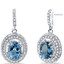London Blue Topaz Halo Dangle Earrings Sterling Silver 3.00 Carats Total SE8538