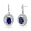 Created Sapphire Halo Dangle Earrings Sterling Silver 3.50 Carats Total SE8540