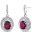 Created Ruby Halo Dangle Earrings Sterling Silver 3.50 Carats Total SE8542