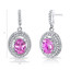 Created Pink Sapphire Halo Dangle Earrings Sterling Silver 3.50 Carats Total SE8544