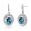 Simulated Alexandrite Halo Dangle Earrings Sterling Silver 3.50 Carats Total SE8546