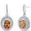 Created Padparadscha Sapphire Halo Dangle Earrings Sterling Silver 3.00 Carats Total SE8548