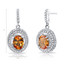Created Padparadscha Sapphire Halo Dangle Earrings Sterling Silver 3.00 Carats Total SE8548