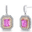 4.00 Carats Created Pink Sapphire Rose Gold-Tone Earrings Sterling Silver SE8560