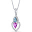 Created Pink Sapphire and Swiss Blue Topaz Pendant Necklace Sterling Silver Pear Shape 1.50 Carats Total  SP11150
