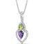 Amethyst and Peridot Pendant Necklace Sterling Silver Pear Shape 1.00 Carats Total SP11152
