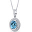 Swiss Blue Topaz Halo Pendant Necklace Sterling Silver 2.75 Carats SP11156