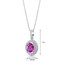 Created Pink Sapphire Halo Pendant Necklace Sterling Silver 3.75 Carats SP11164