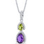 Amethyst and Peridot Open Halo Pendant Necklace Sterling Silver 2 Stone 1.50 Carats Total SP11178