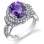 Amethyst Gallery Ring Sterling Silver Oval Shape 2.25 Carats Sizes 5 to 9 SR11326