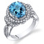 Swiss Blue Topaz Gallery Ring Sterling Silver Oval Shape 3.00 Carats Sizes 5 to 9 SR11330