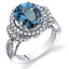 London Blue Topaz Gallery Ring Sterling Silver Oval Shape 3.25 Carats Sizes 5 to 9 SR11332