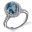 London Blue Topaz Halo Milgrain Ring Sterling Silver 2.25 Carats Sizes 5 to 9 SR11344