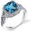 London Blue Topaz Cushion Cut Checkerboard Ring Sterling Silver 2.75 Carats Sizes 5 to 9 SR11360