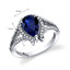 Created Sapphire Ring Sterling Silver Tear Drop 1.75 Carats Sizes 5 to 9 SR11396