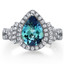 Simulated Alexandrite Tear Drop Checkerboard Ring Steriling Silver 2.50 Carats Sizes 5 to 9  SR11402