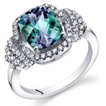 Simulated Alexandrite Anti Cushion Cut Ring Sterling Silver 2.75 Carats Sizes 5 to 9 SR11408