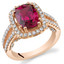 Created Ruby Rose Goldtone Halo Ring Sterling Silver 2.75 Carats Sizes 5 to 9 SR11418