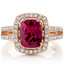 Created Ruby Rose Goldtone Halo Ring Sterling Silver 2.75 Carats Sizes 5 to 9 SR11418
