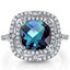 Simulated Alexandrite Cushion Cut Cocktail Ring Sterling Silver 3.00 Carats Sizes 5 to 9 SR11432