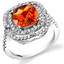 Created Padparadscha Sapphire Cushion Cut Cocktail Ring Sterling Silver 3.00 Carats Sizes 5 to 9 SR11434