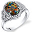 Created Black Opal Cocktail Ring Sterling Silver 1.25 Carats Sizes 5 to 9 SR11478
