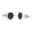 Sterling Silver Mens Black and White CZ Cocentric Cufflinks