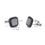 Sterling Silver Mens Black and White CZ Square Cufflinks