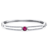 Created Ruby Solaris Bangle Bracelet Sterling Silver 1.25 Carats SB4406