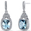 Swiss Blue Topaz Halo Crown Dangle Earrings Sterling Silver 4.5 Carats SE8578