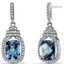 Simulated Alexandrite Halo Crown Dangle Earrings Sterling Silver 5.5 Carats SE8586
